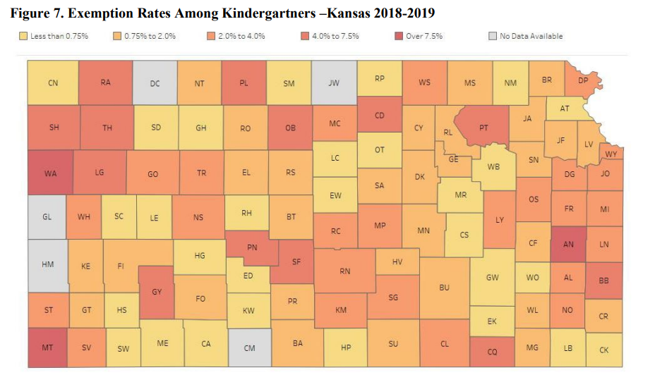 Map of MMR2 levels by county